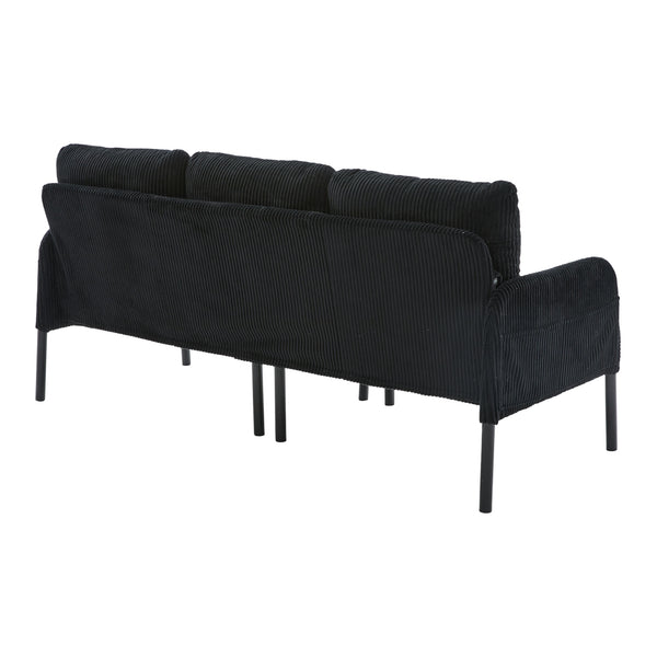 English Elm United We Win Corduroy Loveseat Plush Ergonomic Sofa with Spring Support Metal Legs Black W1568P410053