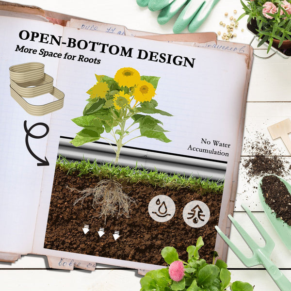 English Elm Outsunny 3 Tier Galvanized Steel Raised Garden Bed with Open Bottom Stair Step Design W2225P174395
