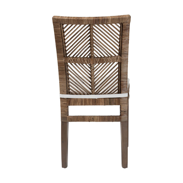 English Elm Modern Rattan Woven Mahogany Dining Chair Bohemian Tall Backrest Organic Style B2750P470065