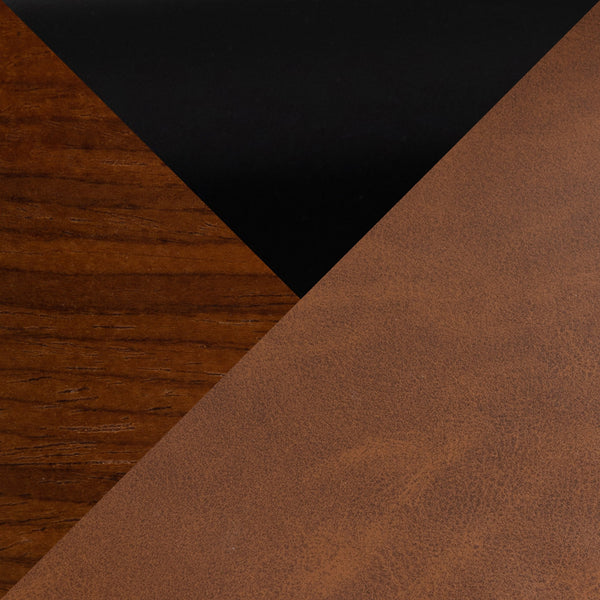 English Elm Fixed-height Swivel Counterstools Walnut Frame Camel Faux Leather Kitchen Bar Set B202S01750