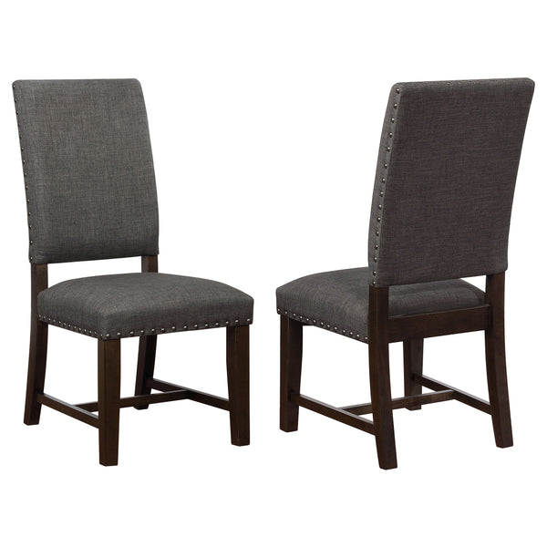 English Elm 2pc Parsons Dining Chairs Set Upholstered Armless Side Chairs with Nailhead Trim and Smoke Legs Warm Grey 44.1 L x 20.48 W x 18.71 H B011P311401
