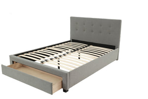 English Elm Modern Grey Polyfiber Full Size Bed Tufted Headboard with Under-Bed Storage Drawer, Simple Assembly B011S02006