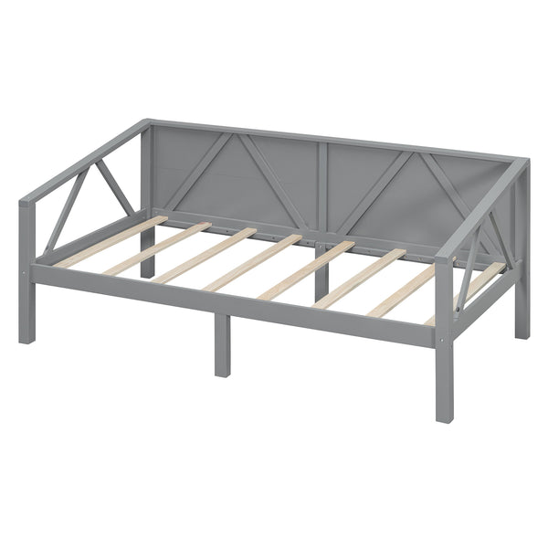 English Elm Twin Daybed Frame Solid Pine Sofa Bed for Guest Room Studio or Teen Bedroom Gray N708P266719E