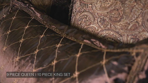 English Elm Buta 10 Pc King Comforter Set Brown Paisley & Geometric Design Polyester Fill Elegant Bedding — Luxurious warmth and timeless style for master bedrooms B340P341941