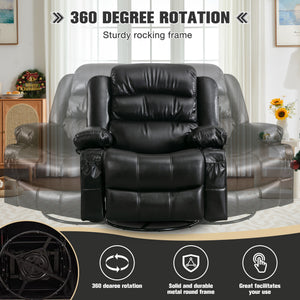 English Elm Massage Swivel Rocker Recliner with Heat Lumbar Relief and Usb Port for Living Room W1521P476713