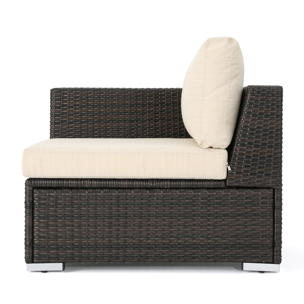 English Elm Christopher Knight Home® - SANTA SANTA ROSA Left Armchair in Grey Rattan with Aluminum Frame — Weatherproof, Modern Comfort Multi 65057.00ALUMBRN