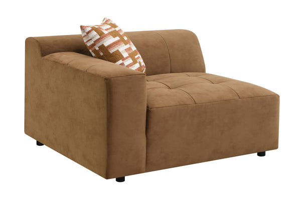 English Elm Contemporary Modular Living Room Sofa in Chocolate Suede with Pocket Coil Support B2726S00574