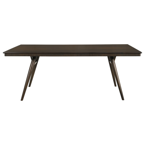 English Elm Wes Dark Walnut 80" Rectangular Dining Table — Mid-Century Modern Tapered Legs, Sleek Grain Finish B062S00876