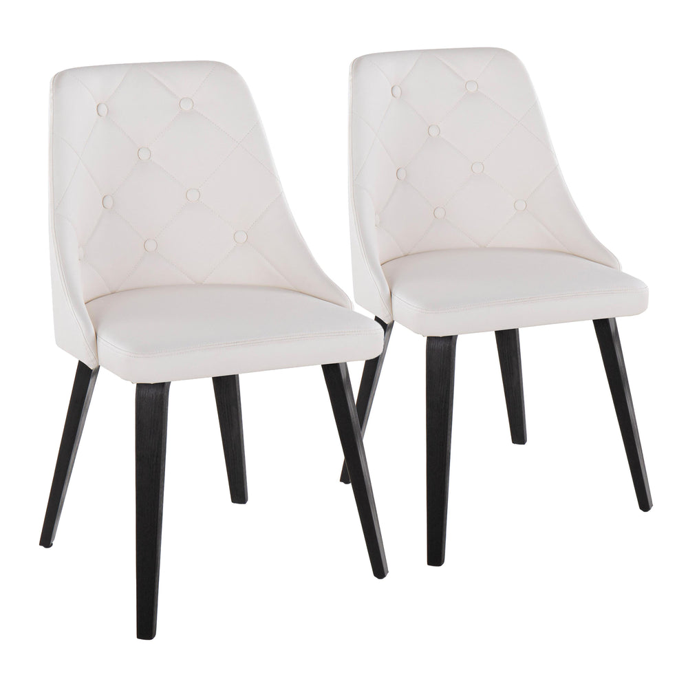 English Elm Marche Set Of 2 Contemporary Accent Chairs In White Faux Leather & Black Wood - Modern Comfort Upgrade B202S01252