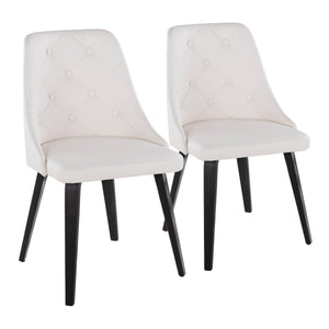English Elm Marche Set Of 2 Contemporary Accent Chairs In White Faux Leather & Black Wood - Modern Comfort Upgrade B202S01252