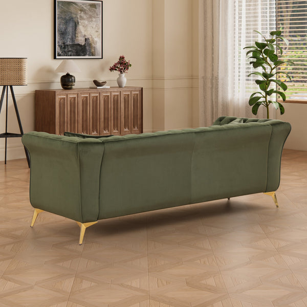 English Elm 102 Inch Linen Modular Sectional Sofa with Hidden Storage and Cloud Cushion Comfort Green W1099S00174