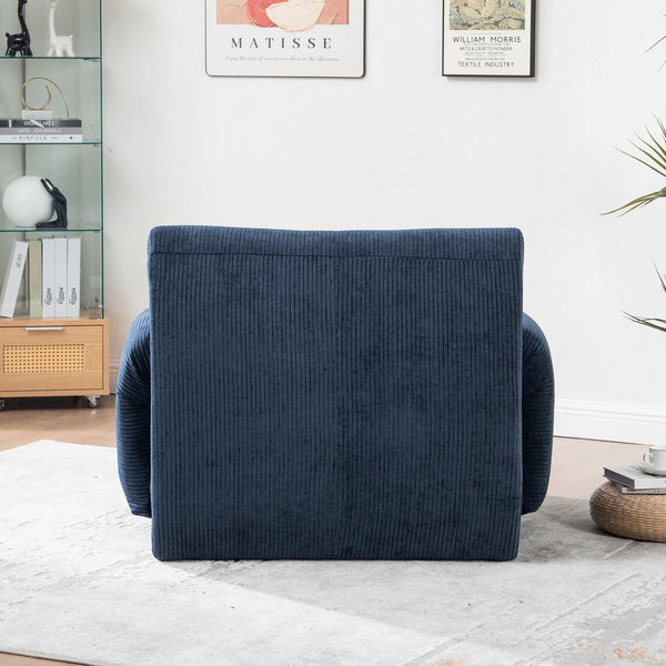 English Elm 42" Wide Chenille Stripe Accent Chair Deep Seat Foam Lounge for Bedroom or Apartment Navy W3118P453258