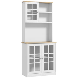 English Elm Homcom 72" Freestanding Kitchen Pantry Cabinet With Hutch, Adjustable Shelves & Elegant Design W2225P217930
