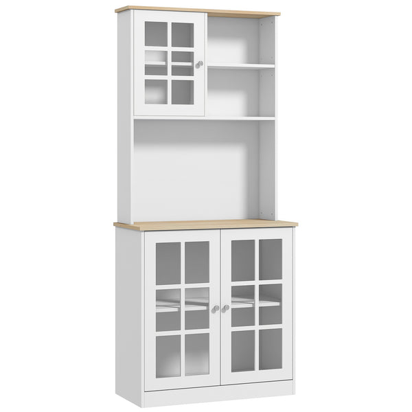 English Elm Homcom 72" Freestanding Kitchen Pantry Cabinet With Hutch, Adjustable Shelves & Elegant Design W2225P217930