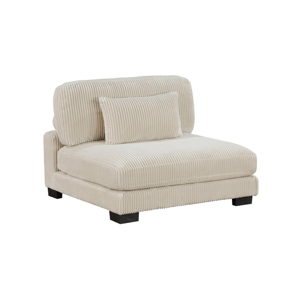 English Elm Rix Modular Armless Chair Corduroy Upholstered Channel Tufted Mid Century Sectional Seating Beige+Black B056P412615