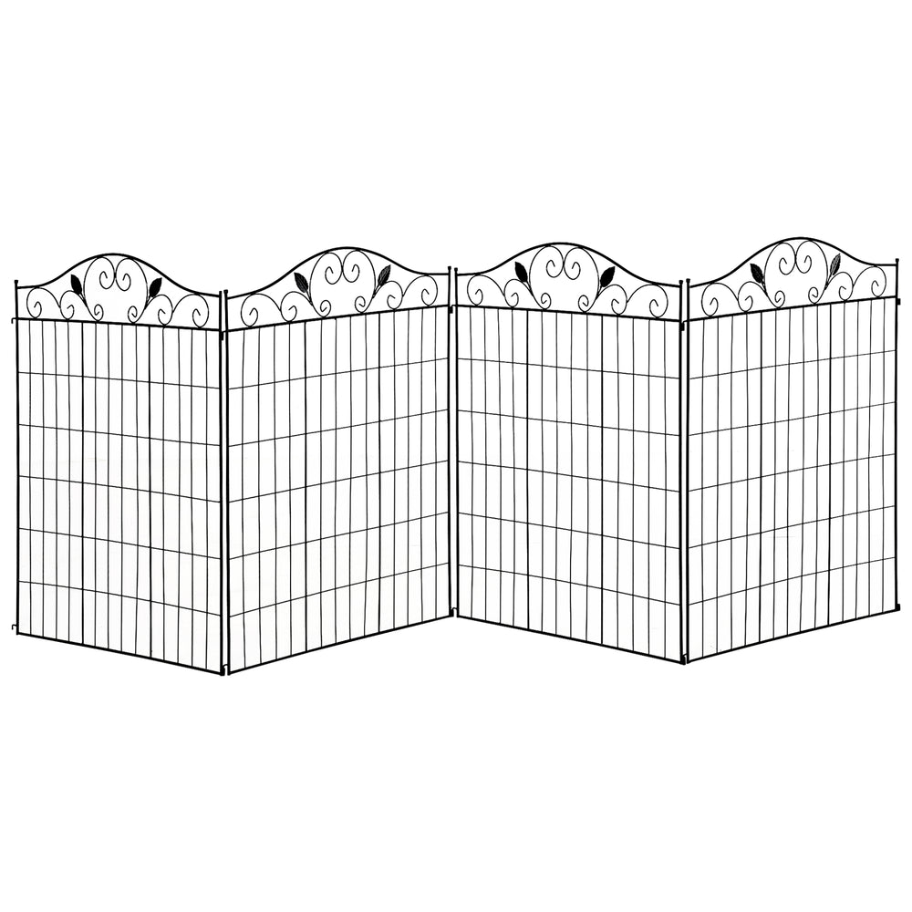 English Elm Outsunny Steel Vine Panel Garden Border Fence Set Powder Coated Yard Edging 4 Pack W2225P174526
