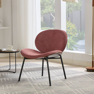 English Elm Mid-Century Shell Chair with Wood Grain Veneer, Curved Wide Seat, Metal-Wood Frame Holds 330+ lbs Bean paste red W1143P214254
