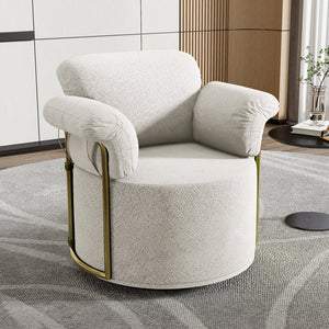 English Elm 360 Degree Barrel Swivel Chair - Plush Upholstered Accent Armchair With Gold Legs For Stylish Comfort W2012P319046
