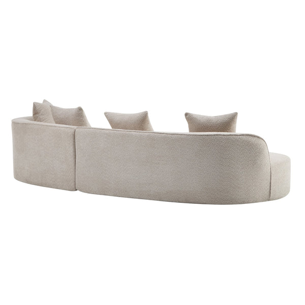 English Elm Christopher Knight Home® - 126" Curved Sectional Sofa In Almond Boucle - Modern Comfort For Stylish Living Spaces & Families N771P247830V_N771P247831V