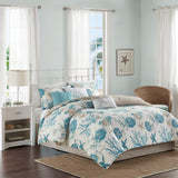 Madison Park Pebble Beach Coastal 7 Piece Cotton Sateen Comforter Set MP10-8074 Aqua