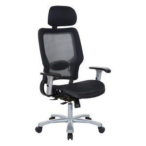 OSP Home Furnishings Air Grid Big and Tall Executive Chair with Breathable Mesh Lumbar Support and Synchro Tilt 63-11A653RHM