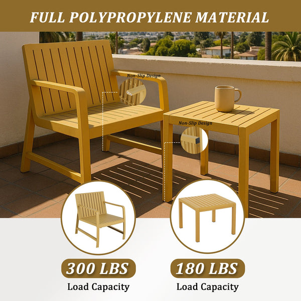 English Elm 2-Piece Indoor/Outdoor Furniture Set - Ergonomic, Waterproof, Easy-Clean Patio Chairs & Table In Yellow W3450P323305