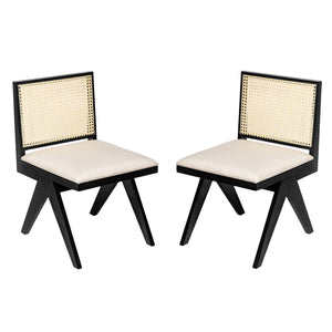 English Elm Christopher Knight Home® - Chandigarh Dining Room Chairs Set Of 2 - Stylish Cane Back & Grey Cushion For Modern Farmhouse Decor N768P241398B