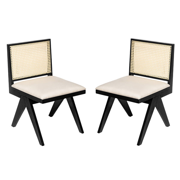English Elm Christopher Knight Home® - Chandigarh Dining Room Chairs Set Of 2 - Stylish Cane Back & Grey Cushion For Modern Farmhouse Decor N768P241398B