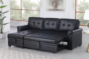 English Elm Jardin Tufted Vegan Leather Sleeper Sectional with Reversible Storage Chaise Modern Living B2749S00277