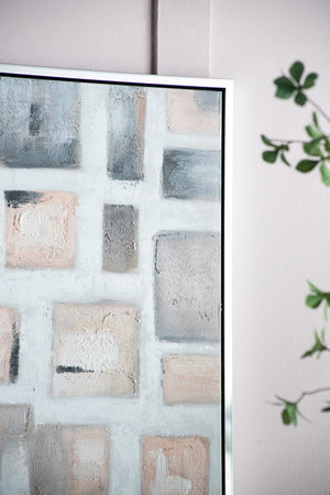 English Elm 39.4X39.4" Hand-Painted Wall Art - Modern European Stonework Design In Soft Pinks & Greys For Any Space W2078P313331