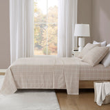 Beautyrest Oversized Flannel Casual 4 Piece Sheet Set BR20-1857 Beige Windowpane