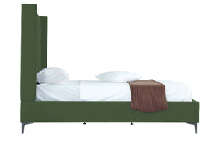 English Elm 48" Full Velvet Upholstered Bed Channel Tufted Headboard Mid-century Modern Bedroom Green B365S00157