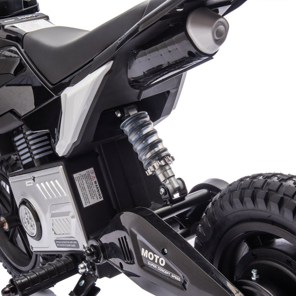 English Elm 24v Kids Electric Motocross Motorcycle 200w Hub Motor Suspension Led Bluetooth Audio Black W1578P225053