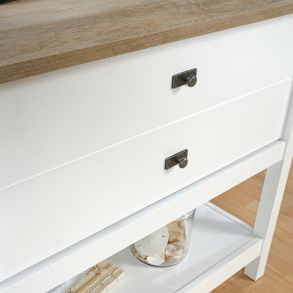 English Elm Lateral File Cabinet In Sleek White Finish – Compact Storage Solution With Locking Drawers & Style B356P402794