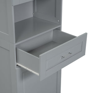 English Elm Tall Bathroom Cabinet with Tilt-Out Laundry Hamper, Adjustable Shelves, Anti-Tip Design & Large Storage Grey WF323481AAE