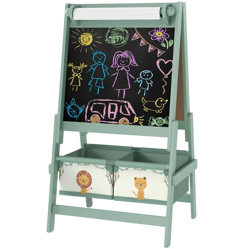 English Elm Kids Double Sided Art Easel Chalkboard Whiteboard with Storage Boxes for Young Artists T3971P441917