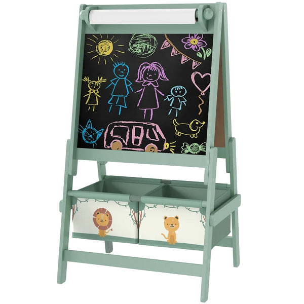 English Elm Kids Double Sided Art Easel Chalkboard Whiteboard with Storage Boxes for Young Artists T3971P441917