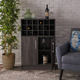 Christopher Knight Home® - Noble House - Roula Mid Century Sonoma Grey Oak Finished Faux Wood Wine and Bar Cabinet