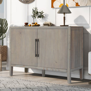 English Elm U_style Farmhouse Pine Veneer Buffet Cabinet with Double Doors for Kitchen or Entryway Gray N711P410389E