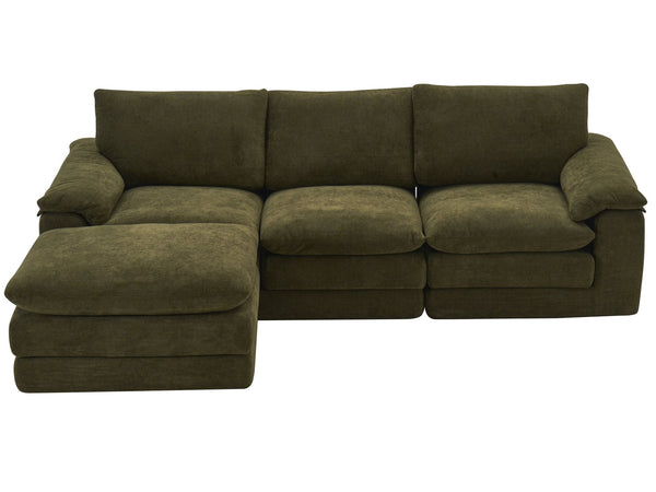 English Elm Modular Cloud Sectional with Ottoman Chenille Deep Seat Lounge Sofa for Living Room W3728S00015