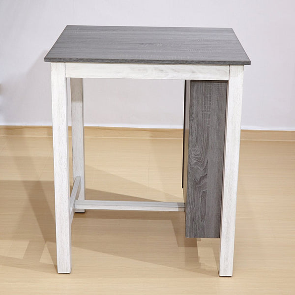 English Elm 3 Piece Counter Height Dining Set with Shelving Cushioned Stools Modern Farmhouse Kitchen Antique Gray,Antique White W2537P369838