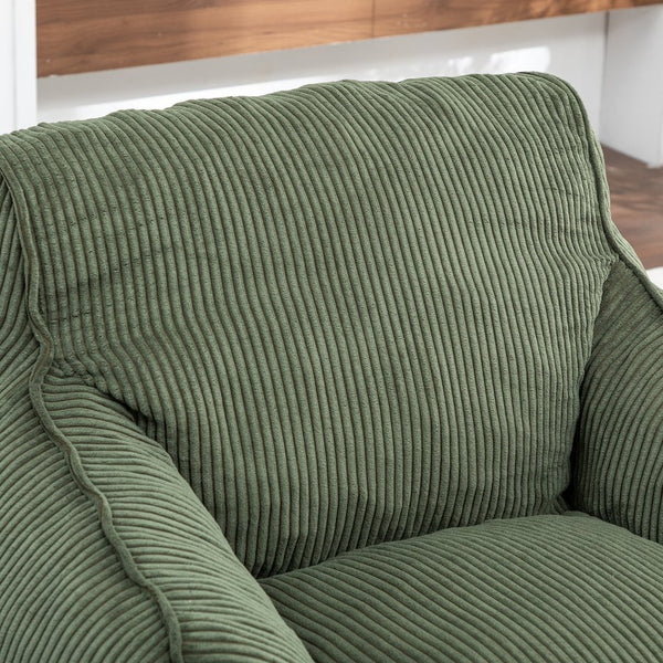English Elm Giant Corduroy Bean Bag Sofa with Armrests Foam Filled Cozy Adult Lounge Chair Green W2200P442802