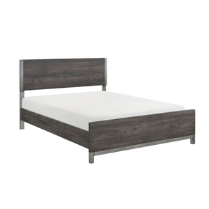 English Elm Modern Zephyr Queen Bed Low-Profile Panel Bed Dark Gray Faux Wood with Metal-Finish Accents, Sleek Brown Mix 67 L x 25.25 W x 6 H B011S01488