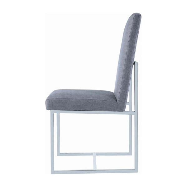 English Elm Set Of 2 Stylish Upholstered Dining Chairs With Chrome Frame - Modern Comfort In Grey Finish B016P223116-GIGA