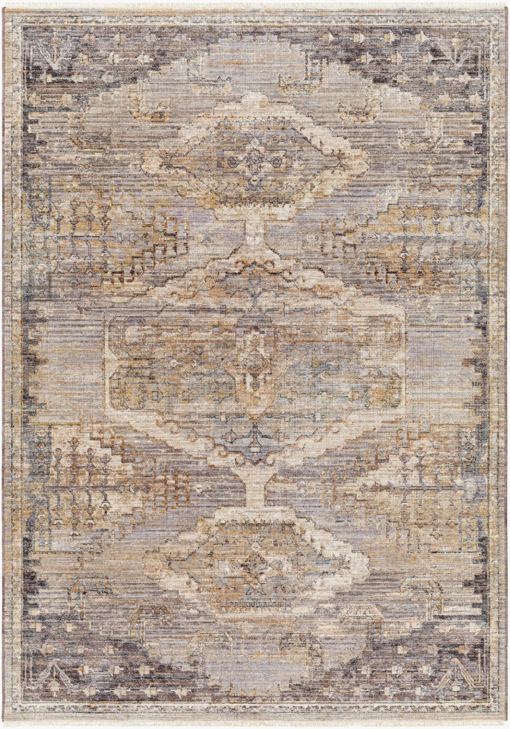Livabliss Aida Traditional Fringe Accent Rug Polyester Pile Entryway Bedside Turkey Woven Beige, Gray 2' x 2'11" AAD2303-2211