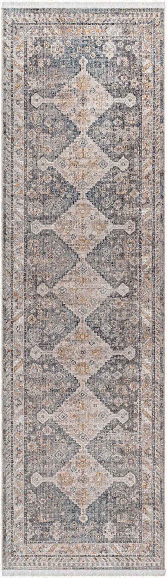 Livabliss Aida Machine Woven Turkish Area Rug with Fringe Detail for Entryways and Hallways Medium Gray, Gr 2'7" x 9' AAD2305-279