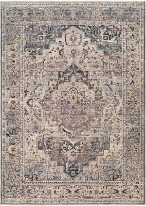 Livabliss Aida Medallion Turkish Polyester Area Rug with Fringe Border for Entryway or Hallway Beige, Medium G 8'10" x 13' AAD2311-81013