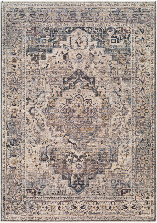 Livabliss Aida Medallion Turkish Polyester Area Rug with Fringe Border for Entryway or Hallway Beige, Medium G 8'10" x 13' AAD2311-81013