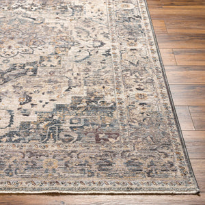 Livabliss Aida Medallion Turkish Polyester Area Rug with Fringe Border for Entryway or Hallway Beige, Medium G 8'10" x 13' AAD2311-81013