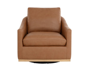 Sunpan CORBIN Swivel Lounge Chair - Premium Butternut Leather with Ergonomic Comfort & Stylish Design 112093V